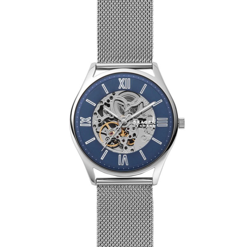 Montre Skagen Homme Automatique bracelet en acier milanais argenté