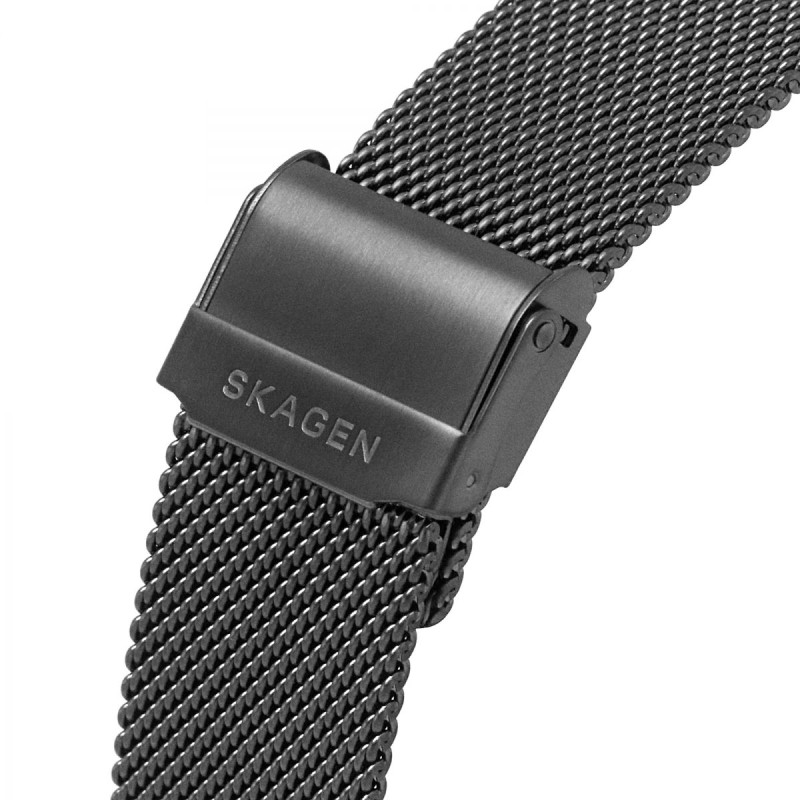 Montre Skagen Homme bracelet en acier milanais gris foncé