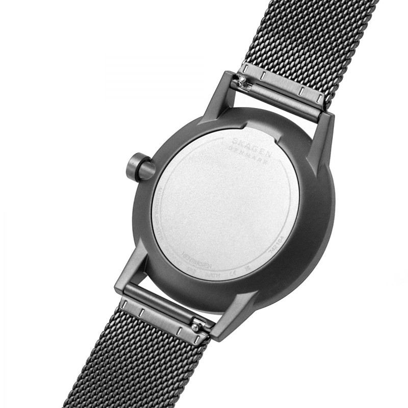 Montre Skagen Homme bracelet en acier milanais gris foncé