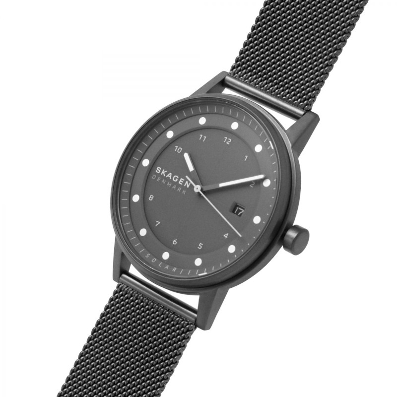 Montre Skagen Homme bracelet en acier milanais gris foncé