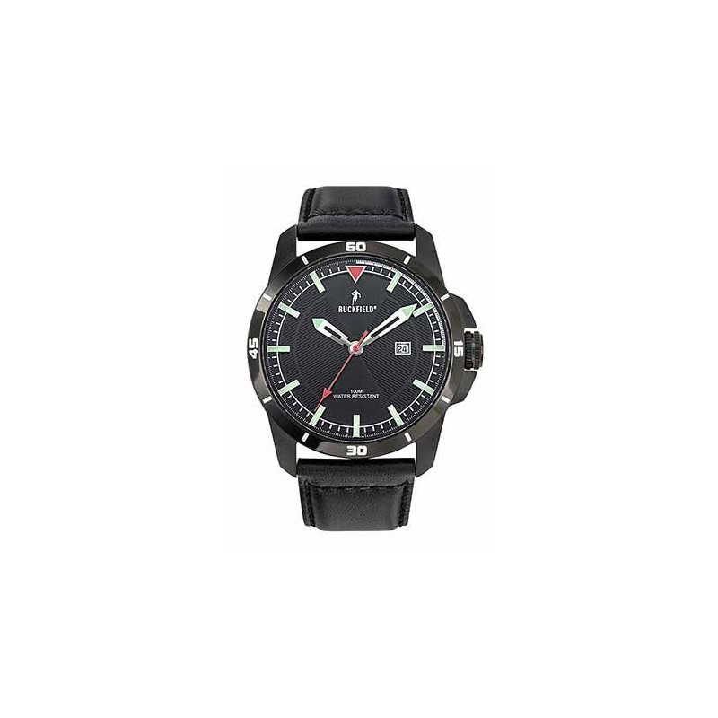 Montre Ruckfield Homme acier et cuir noir