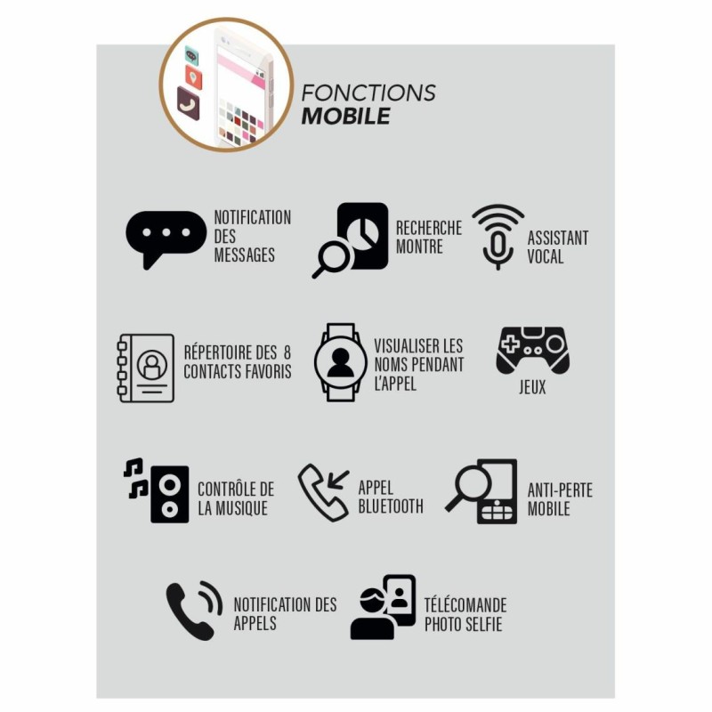 Montre Connectée Smarty 2.0 bracelet silicone noir