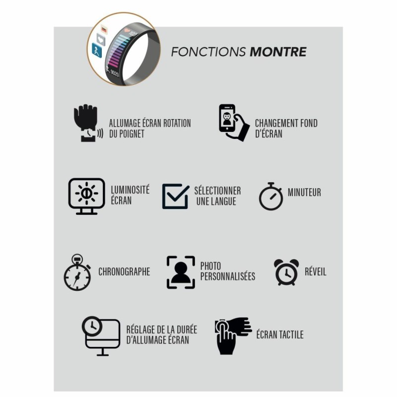 Montre Connectée Smarty 2.0 bracelet silicone noir