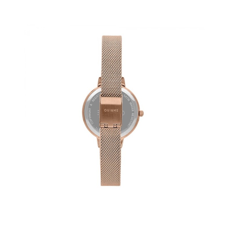 Montre Oui & Me acier doré rose fond fleuri beige