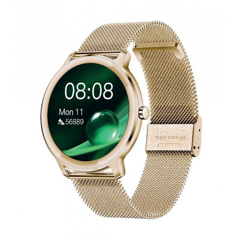 Montre connectée femme Smarty élégance bracelet milanais doré