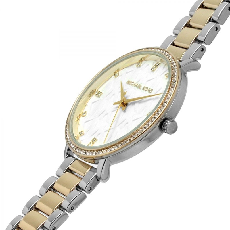 Montre Femme Michael Kors en acier bicolore et lunette en oxydes de zirconium