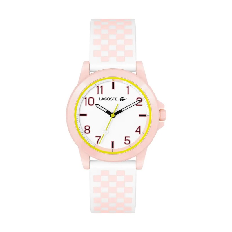 Montre Lacoste Femme en silicone blanc, rose et jaune