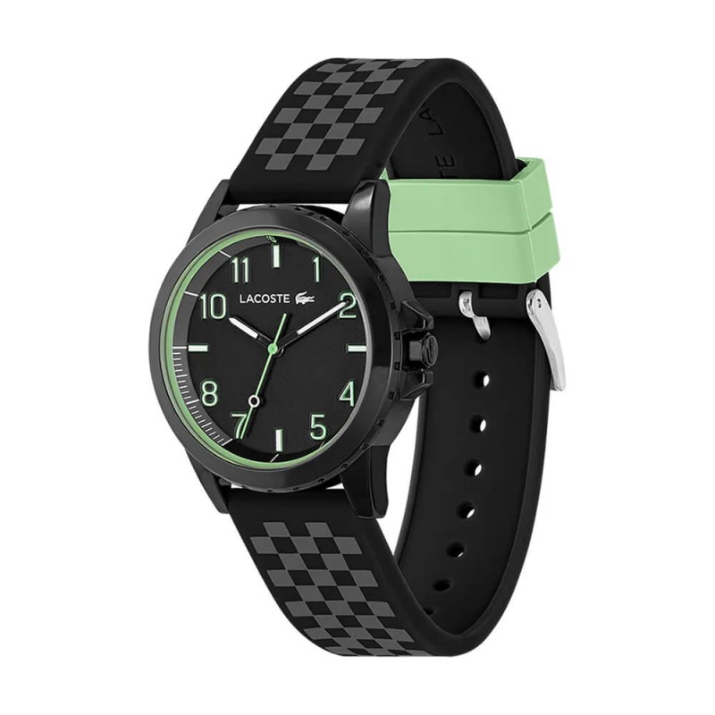 Montre Lacoste Rider Enfant en silicone noir, gris et vert