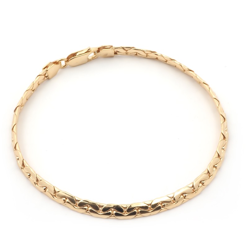 Bracelet maille haricot en or jaune 375/000