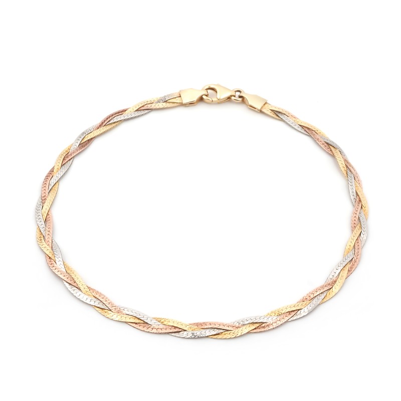 Bracelet 3 ors tresse or 375/000