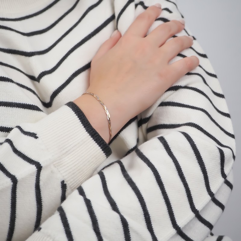 Bracelet 3 ors tresse or 375/000