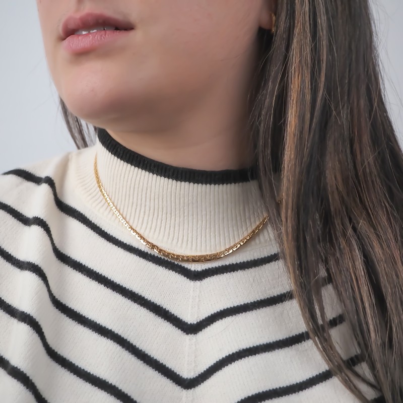 Collier maille haricot chute en or jaune 375/000