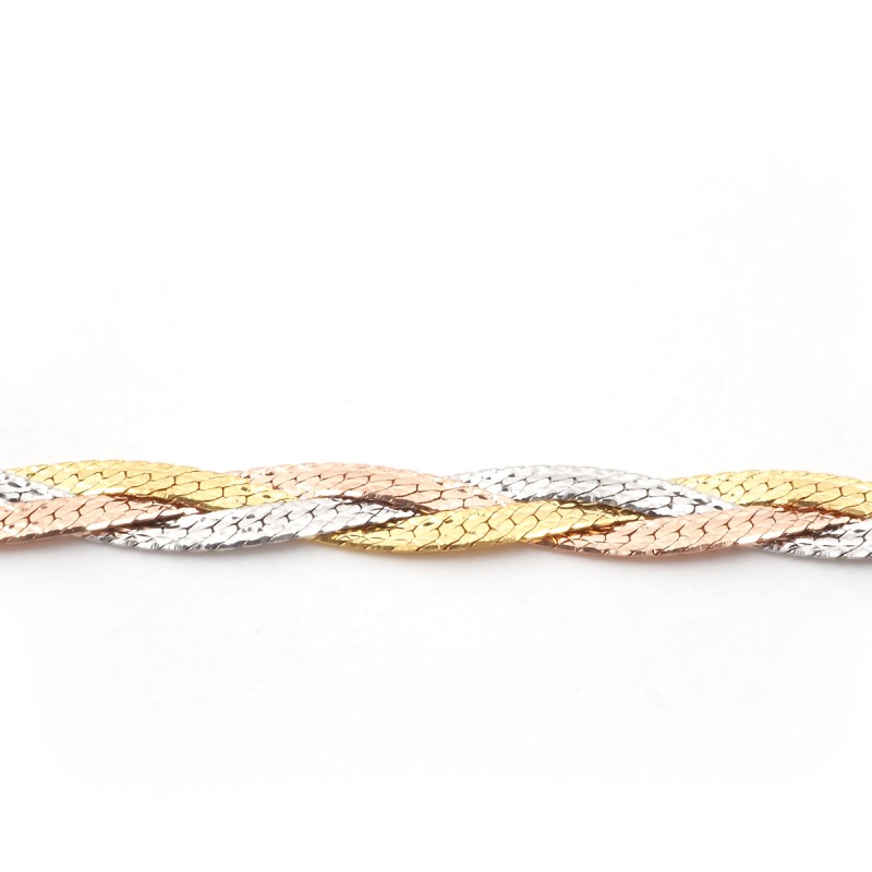 Collier 3 ors tresse or 375/000 epaisseur 4mm