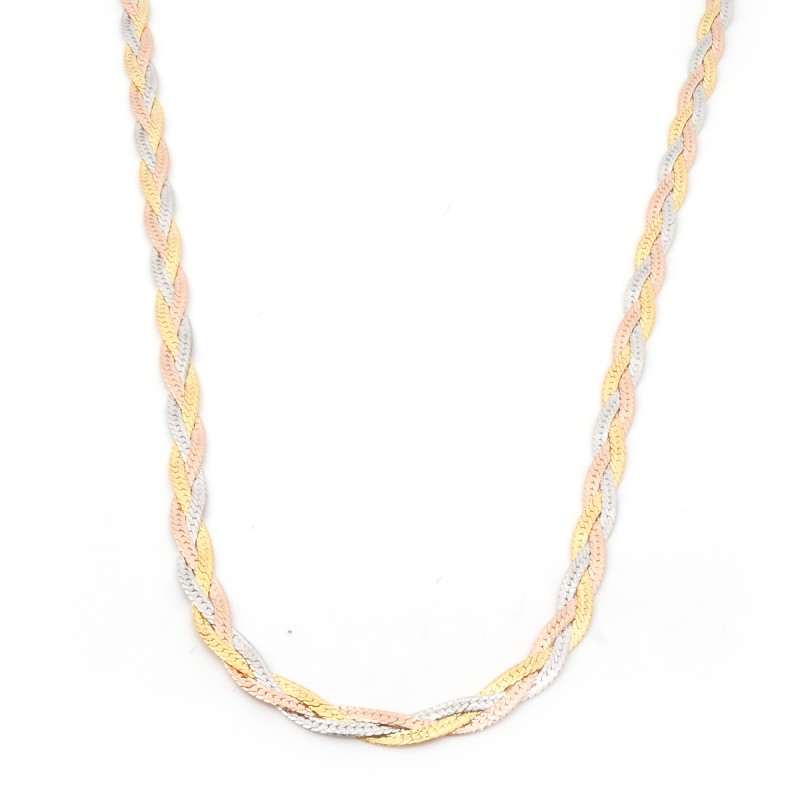 Collier 3 ors tresse or 375/000 epaisseur 4mm