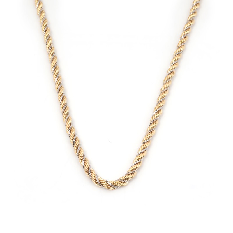 Collier maille corde bicolore Carador en or 375/000