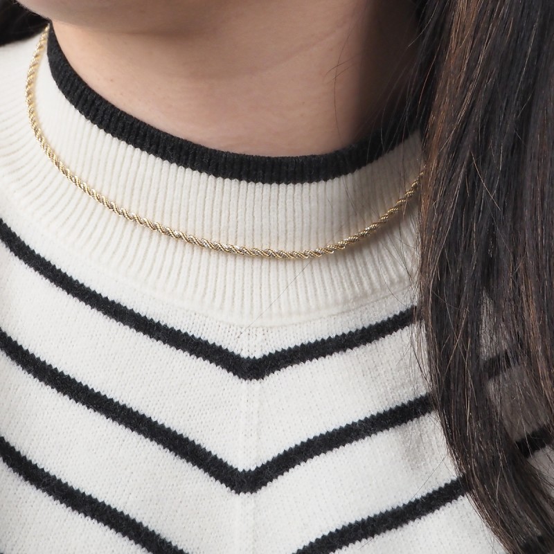 Collier maille corde bicolore Carador en or 375/000