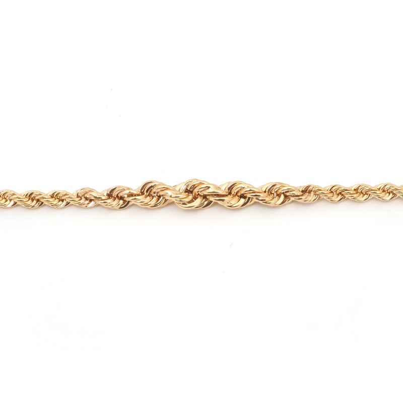 Collier maille corde chute en or jaune 375/000