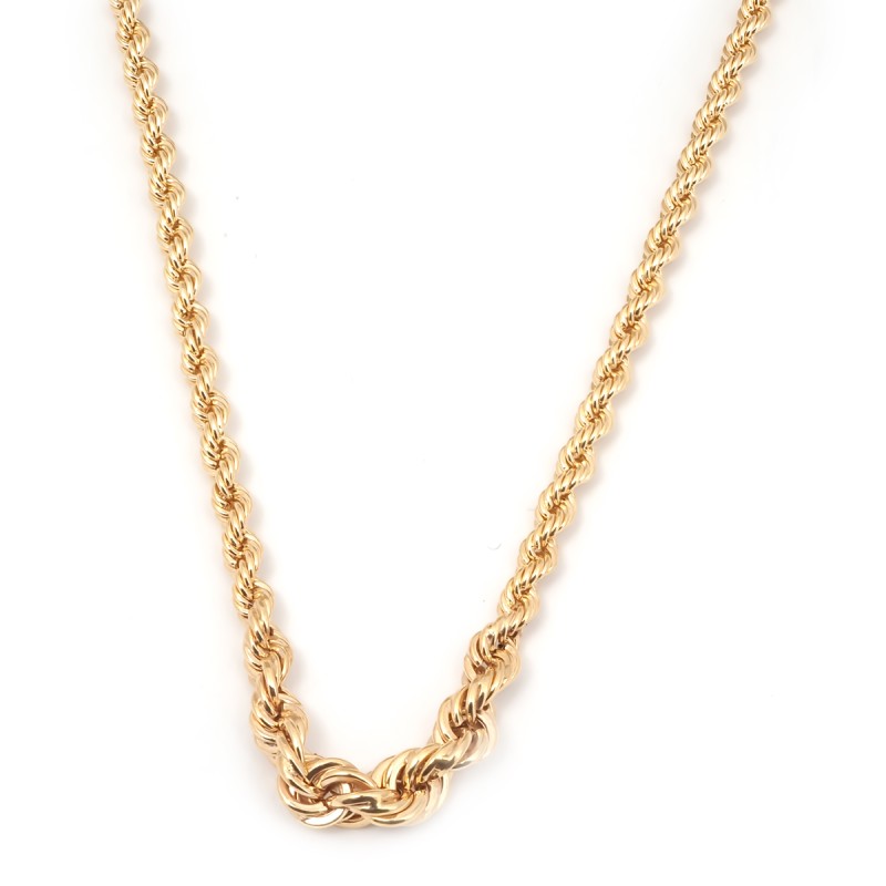 Collier maille corde chute en or jaune 375/000