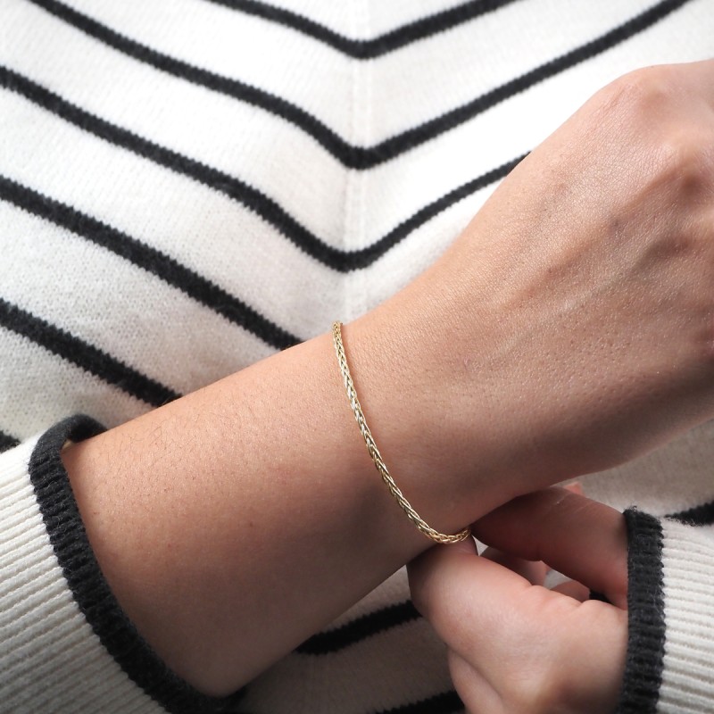 Bracelet maille palmier 3.5mm en or jaune 375/000