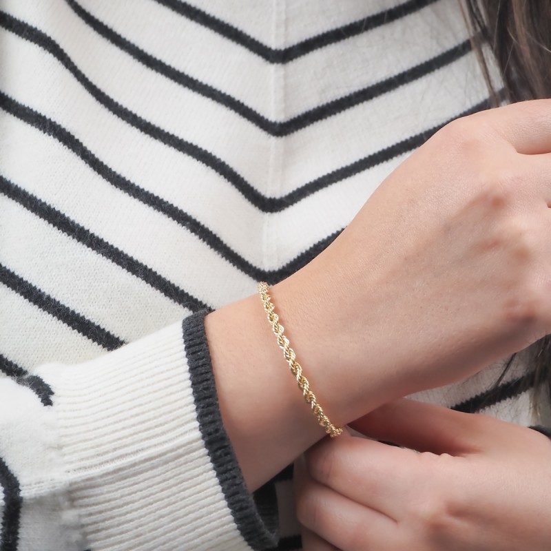 Bracelet Carador or 375/000 maille corde