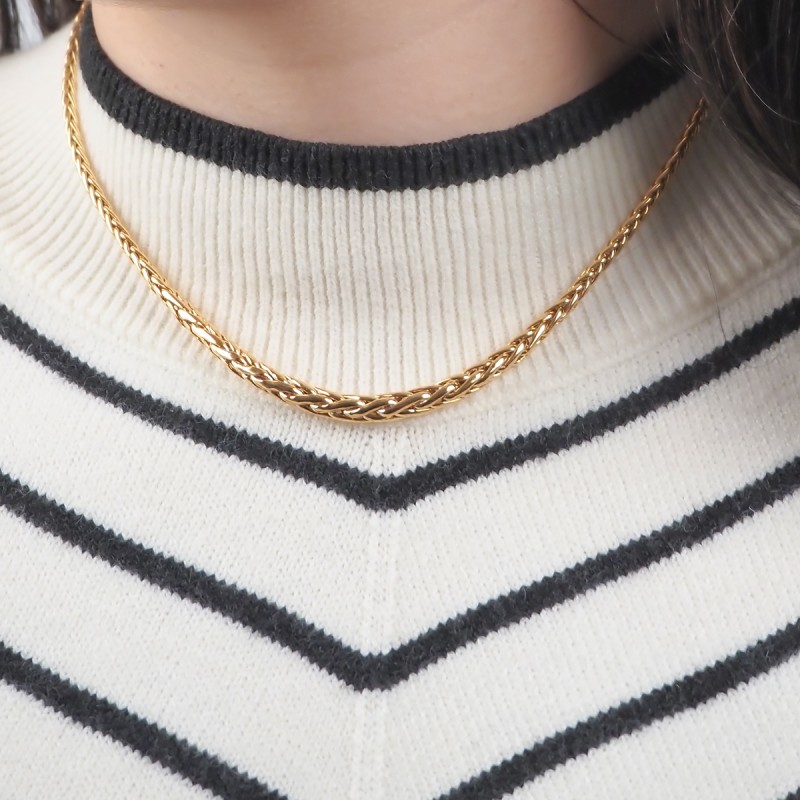Collier maille palmier en or jaune 375/000