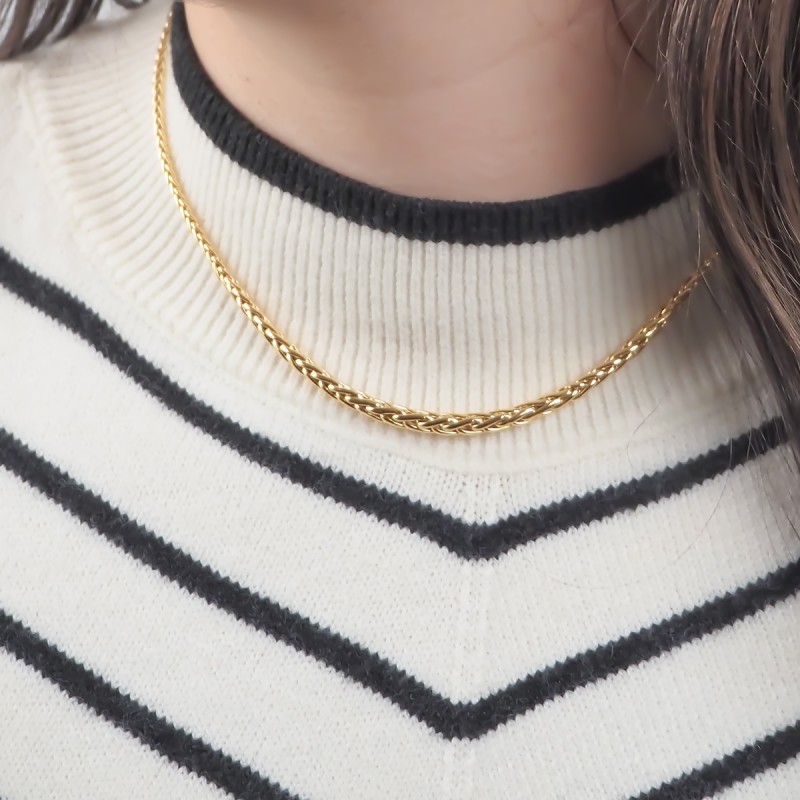 Collier maille palmier en or jaune 375/000