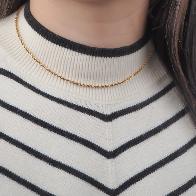 Carador - collier or jaune 375/000 maille corde