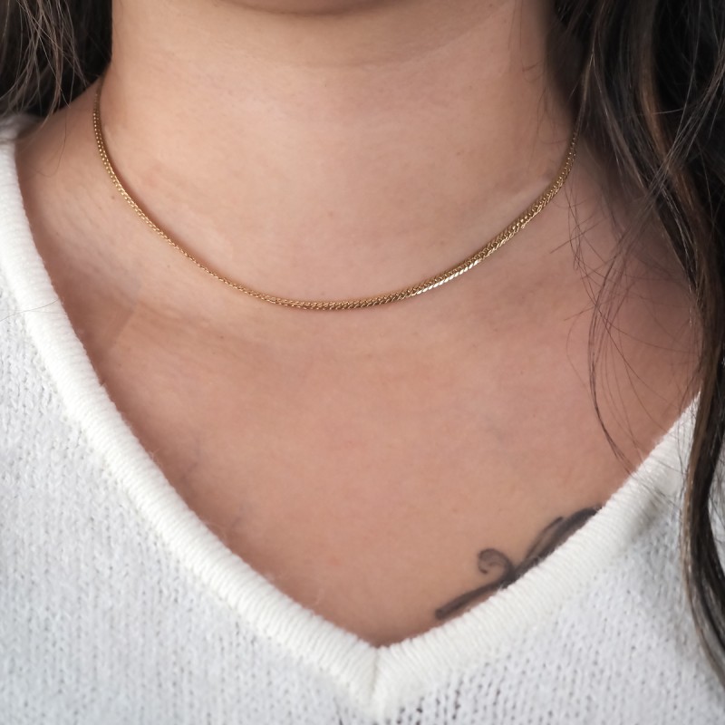 Collier maille anglaise chute en or jaune 375/000