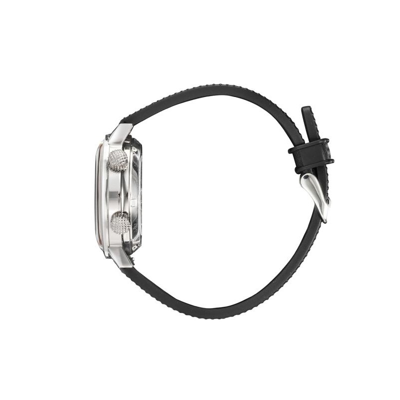 Montre LIP Homme Grande Nautic Océan bracelet cuir noir fond bleu