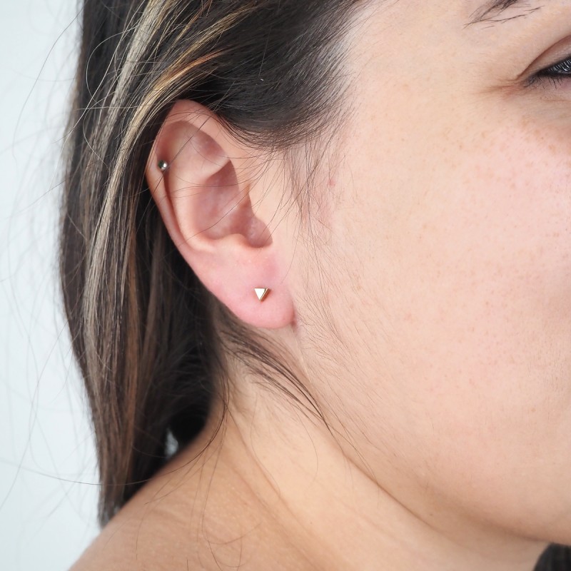 Boucles d'oreilles Carador or jaune femme forme triangle