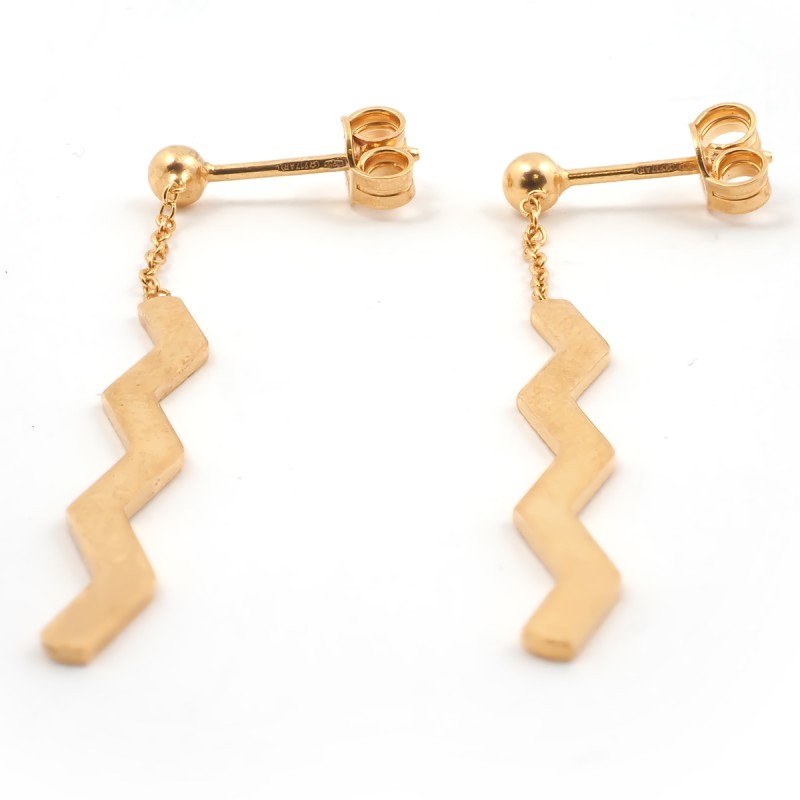 Boucles d'oreilles pendantes Carador Géométrie ligne brisée or 375/000