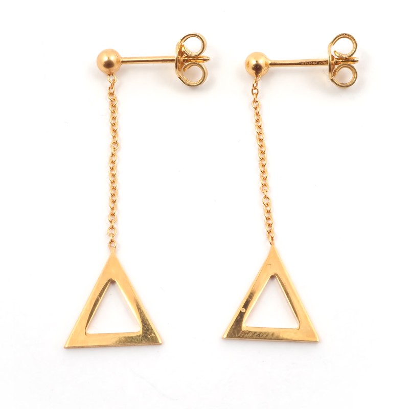 Boucles d'oreilles pendantes Carador Géométrie triangle or 375/000