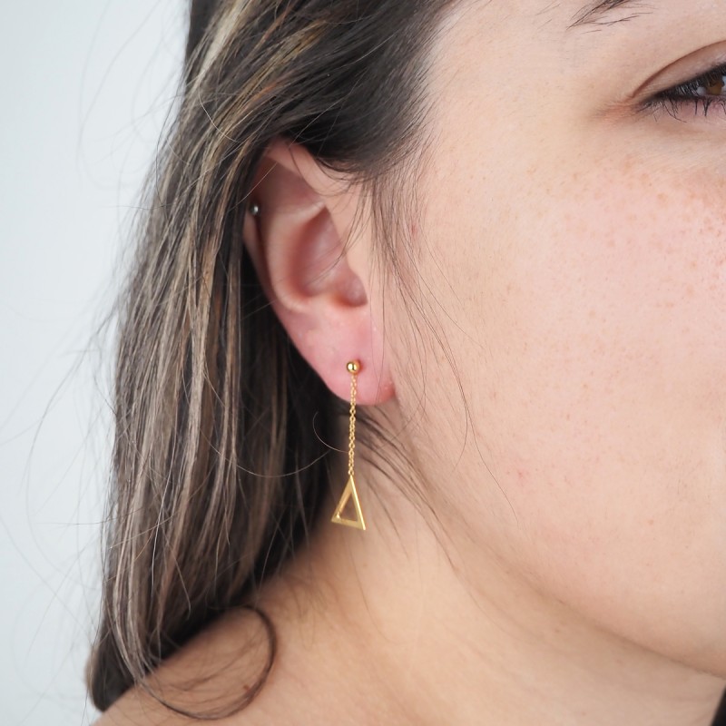 Boucles d'oreilles pendantes Carador Géométrie triangle or 375/000