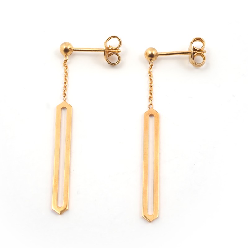 Boucles d'oreilles Femme Carador minimaliste hexagone or 375/000