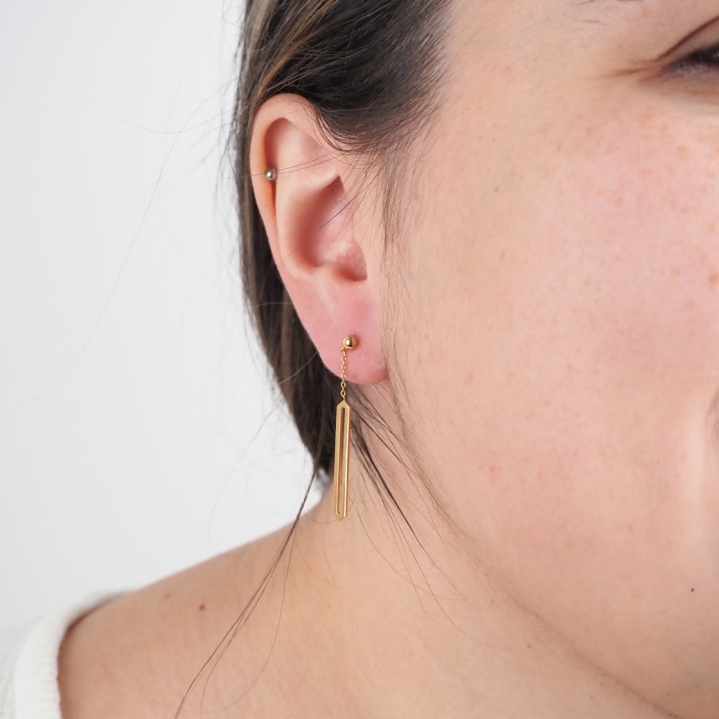 Boucles d'oreilles Femme Carador minimaliste hexagone or 375/000