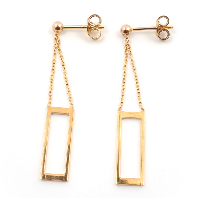 Boucles d'oreilles pendantes Carador Géométrie rectangle or 375/000