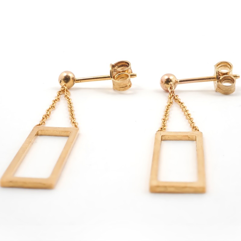 Boucles d'oreilles pendantes Carador Géométrie rectangle or 375/000