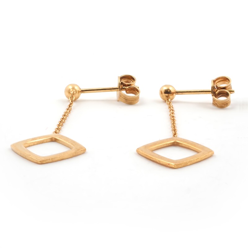 Boucles d'oreilles pendantes Carador Géométrie carré or 375/000