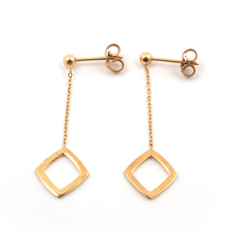Boucles d'oreilles pendantes Carador Géométrie carré or 375/000
