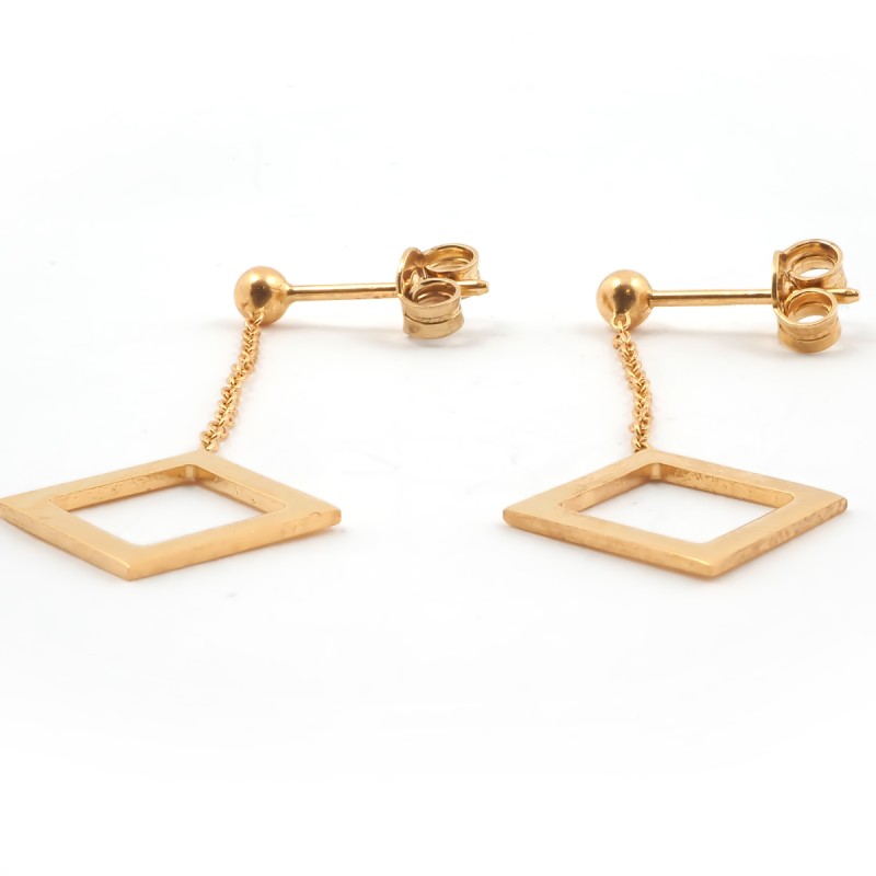 Boucles d'oreilles Femme Carador minimaliste carré or 375/000