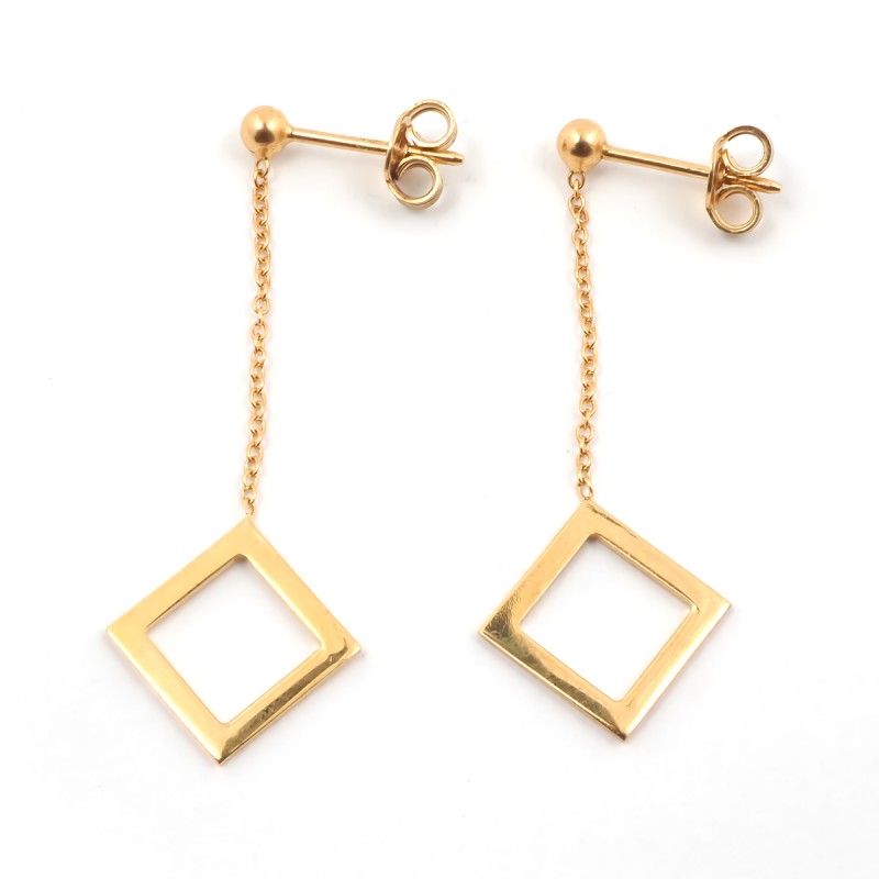 Boucles d'oreilles Femme Carador minimaliste carré or 375/000