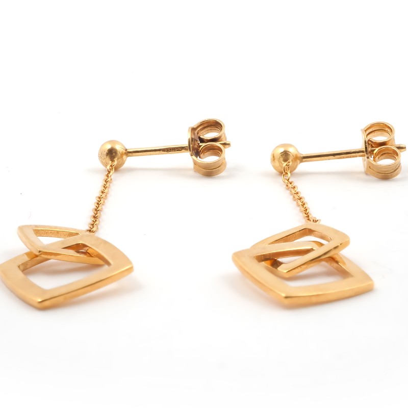 Boucles d'oreilles Femme Carador minimaliste double carrés or 375/000