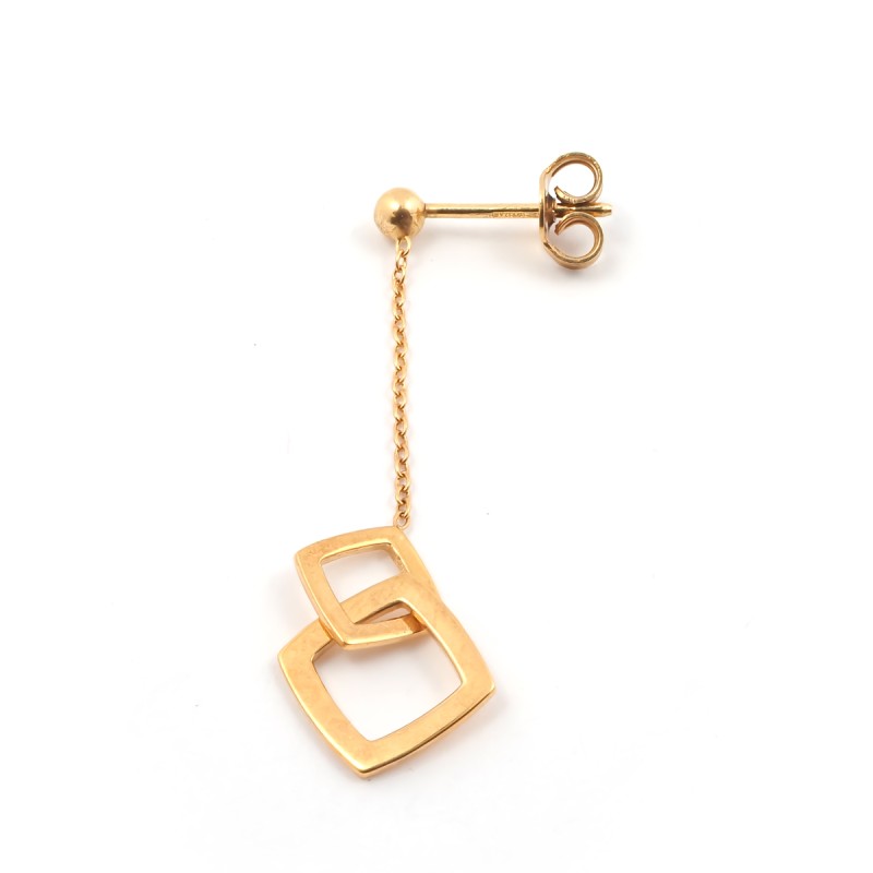 Boucles d'oreilles Femme Carador minimaliste double carrés or 375/000