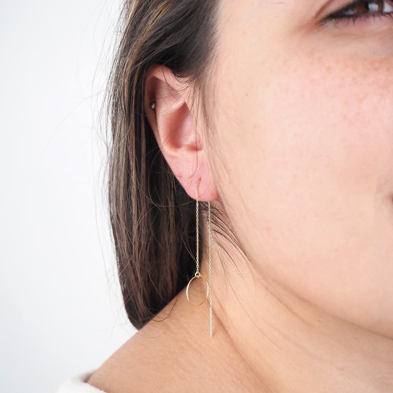 Boucles d'oreilles traversantes Cercles Carador en or jaune 375/000