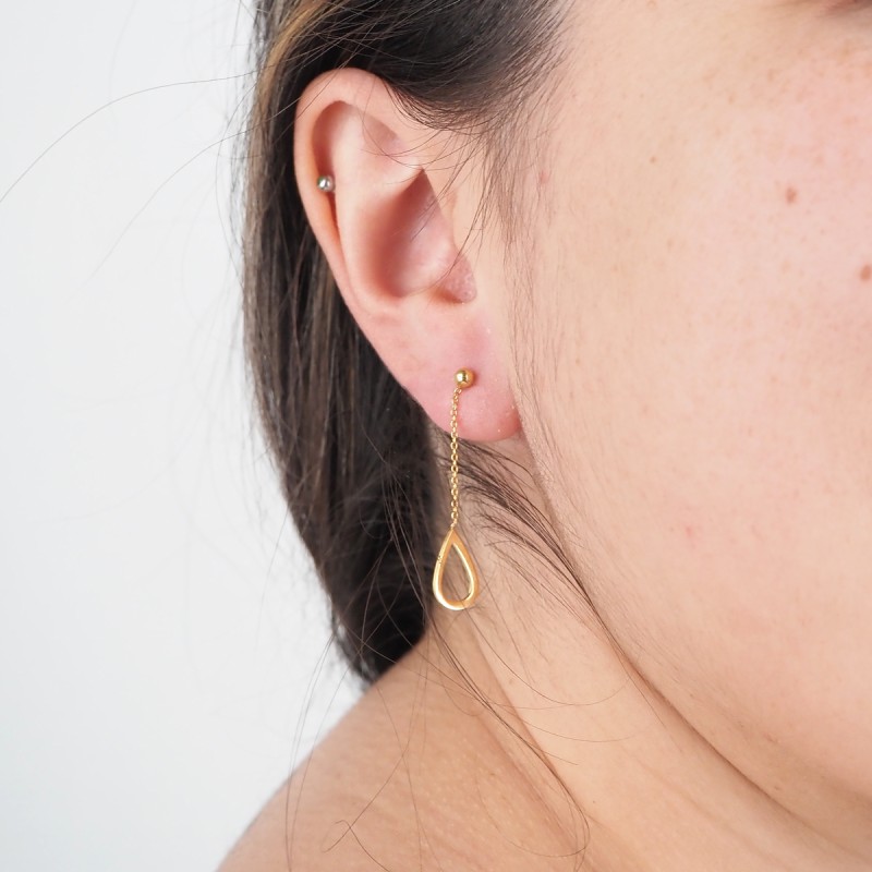 Boucles d'oreilles Femme Carador minimaliste goutte or 375/000