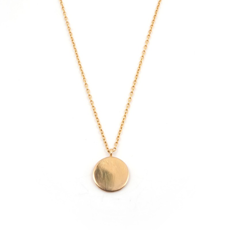 Collier Femme Carador minimaliste disque or 375/000