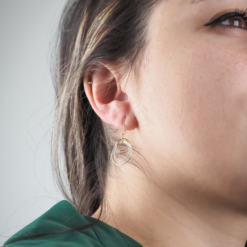 Boucle d'oreille carador Or 375/000  Anneaux or jaune et or blanc