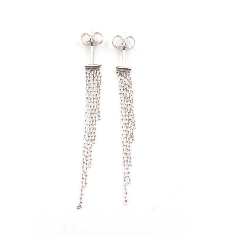 Carador - Boucles d'oreilles pendantes or blanc 375/000