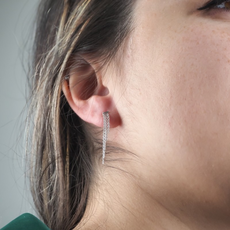 Carador - Boucles d'oreilles pendantes or blanc 375/000