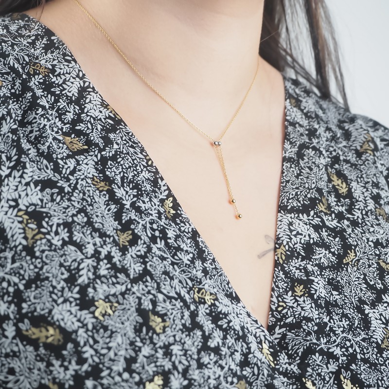 Collier Femme Carador minimaliste billes or 375/000